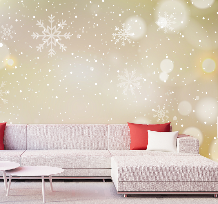 Tapisserie noel flocons de neige et paillettes - TenStickers