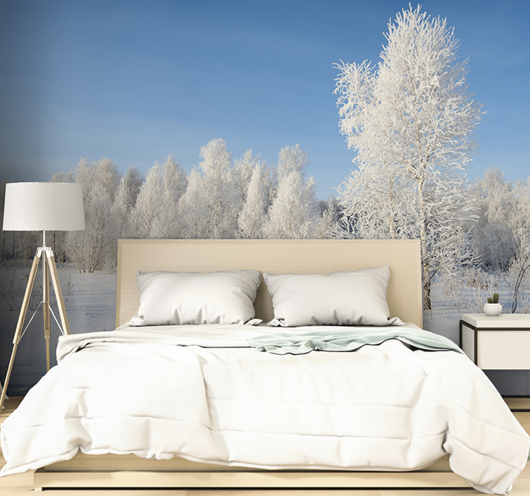 Tapisserie paysage arbres couverts de neige - TenStickers