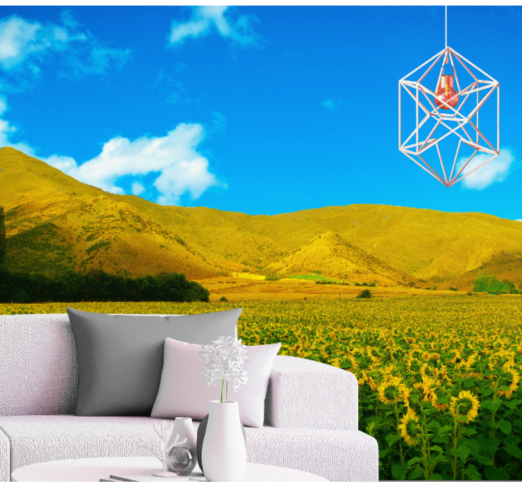 Tapisserie paysage champ de tournesols - TenStickers
