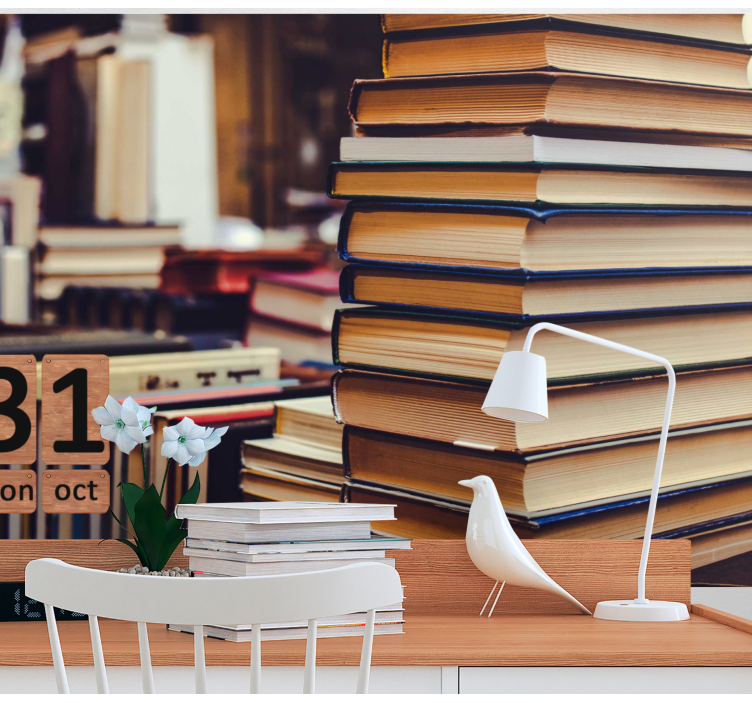 Tapisserie paysage collection de littérature empilée - TenStickers