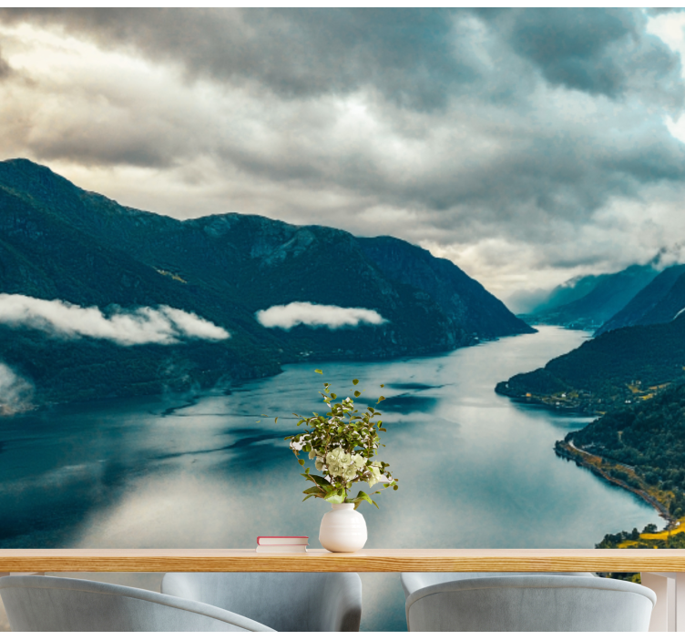 Tapisserie paysage lac de montagne miroir - TenStickers