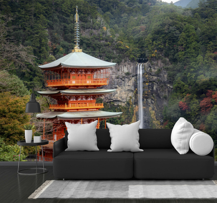Tapisserie paysage pagode japonaise historique - TenStickers