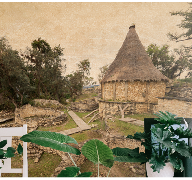 Tapisserie paysage structure ancienne - TenStickers