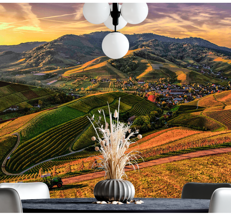 Tapisserie paysage vue sur le vignoble luxuriant - TenStickers