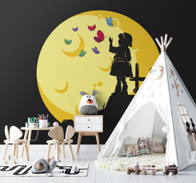 Tapisserie pour chambre bébé silhouettes d'papillons - TenStickers