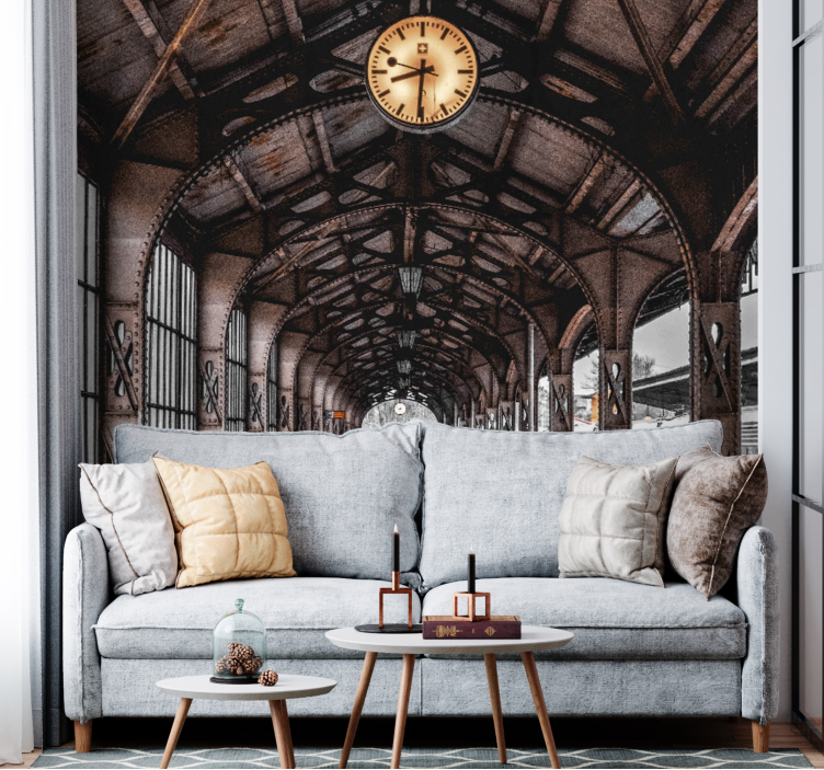 Tapisserie villes et pays arc de la gare horloge - TenStickers