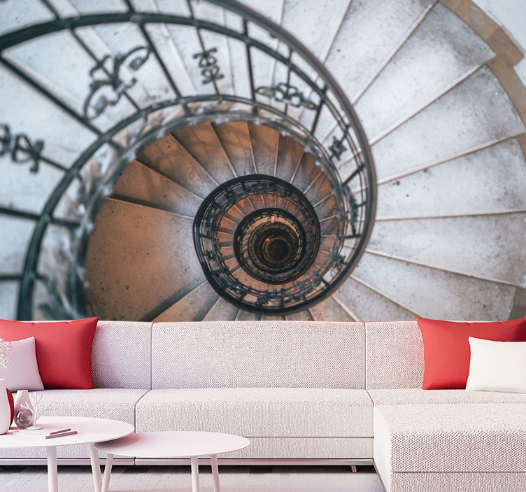 Tapisserie villes et pays design d'escalier en spirale - TenStickers