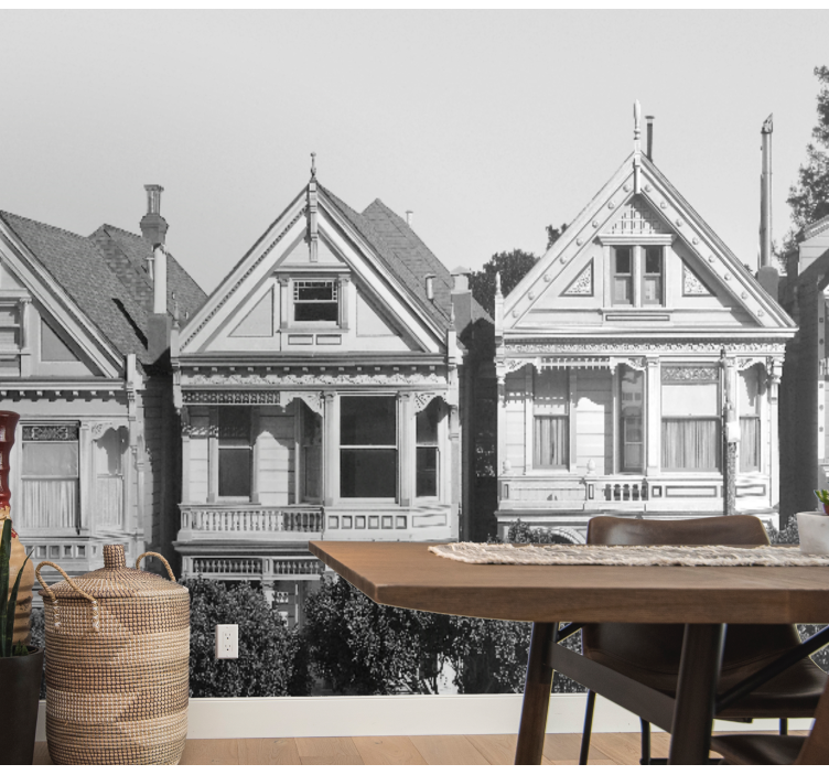 Tapisserie villes et pays rangée de maisons victoriennes - TenStickers