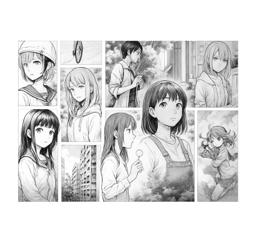 Tapisserie chambre ado mangas en noir et blanc - TenStickers
