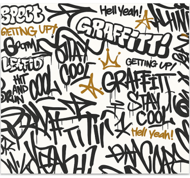 Tapisserie chambre ado graffitis en noir et blanc - TenStickers