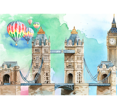 Balloon over tower bridge londres murales - TenStickers