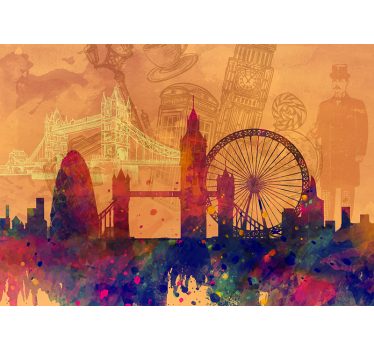 Tapisserie murale Londres silhouette historique - TenStickers