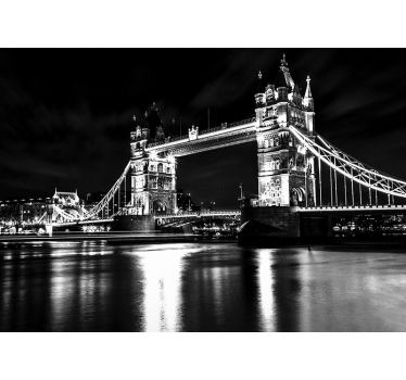Papier peint noir et blanc de tower bridge city - TenStickers