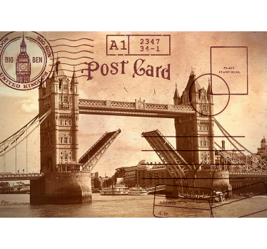Tapisserie murale Londres carte postale vintage  - TenStickers