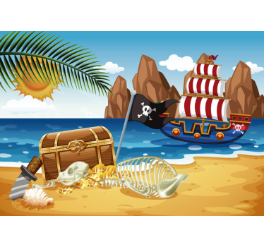 Peintures murales pour enfants au trésor des pirates - TenStickers