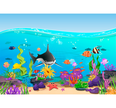 Tapisserie chambre enfant vie marine sous-marine - TenStickers