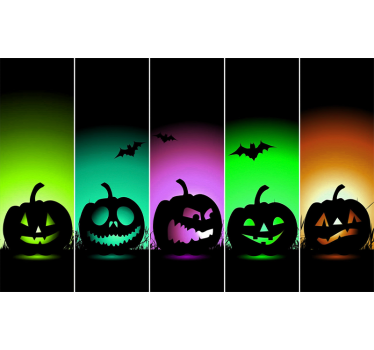 Tapisserie halloween visages de courges d'halloween - TenStickers