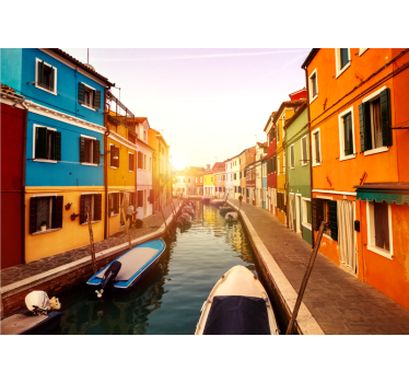 Tapisserie villes et pays vue colorée sur le canal - TenStickers