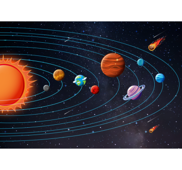 Tapisserie murale enfants style système solaire - TenStickers