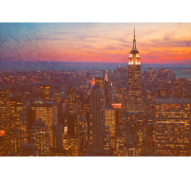 Tapisserie villes et pays coucher de soleil empire state - TenStickers