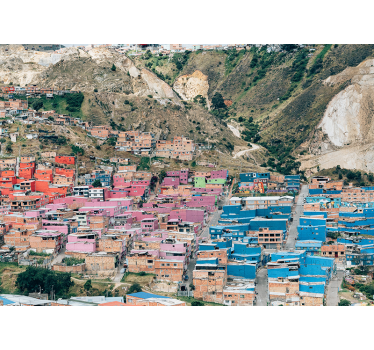 Tapisserie villes et pays maisons colorées en pente - TenStickers
