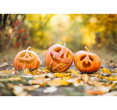 Tapisserie halloween visages de citrouille sculptés - TenStickers