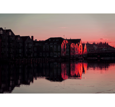 Tapisserie villes et pays maisons de canal réfléchissantes - TenStickers