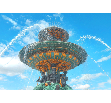Tapisserie villes et pays sculpture de fontaine majestueuse - TenStickers