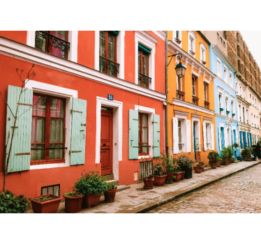 Tapisserie villes et pays façades parisiennes colorées - TenStickers