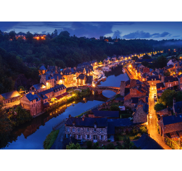 Tapisserie villes et pays lumières du village médiéval - TenStickers
