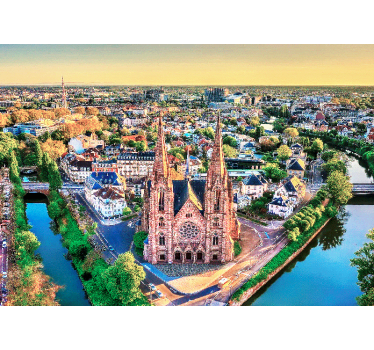 Tapisserie villes et pays vue aérienne de la cathédrale - TenStickers