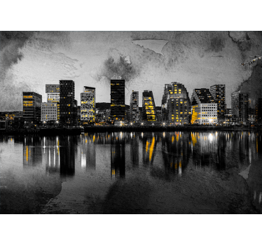 Tapisserie villes et pays reflet de l'horizon moderne - TenStickers