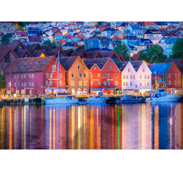 Tapisserie villes et pays maisons côtières colorées - TenStickers