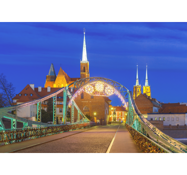 Tapisserie villes et pays vue du pont historique - TenStickers