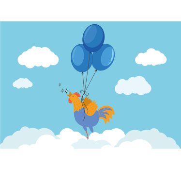 Tapisserie chambre enfant ballons coq chanteur - TenStickers