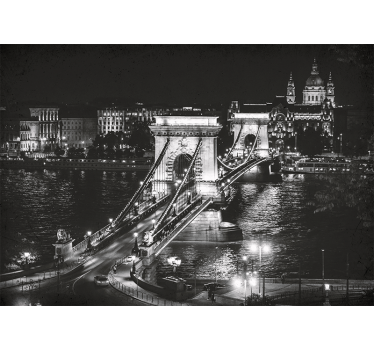 Tapisserie villes et pays pont des chaînes nuit - TenStickers