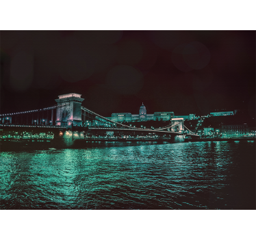 Tapisserie villes et pays vue nocturne du pont chaîné - TenStickers
