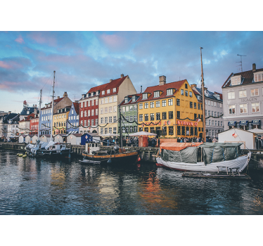 Tapisserie villes et pays cottages au bord du lac - TenStickers
