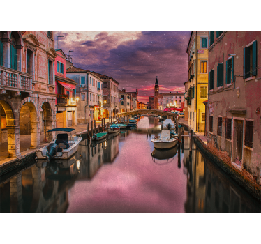 Tapisserie villes et pays perspective de voie navigable - TenStickers