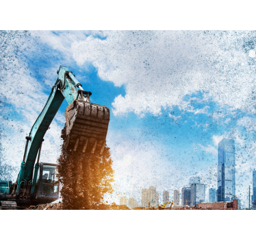 Tapisserie villes et pays machine de construction action - TenStickers