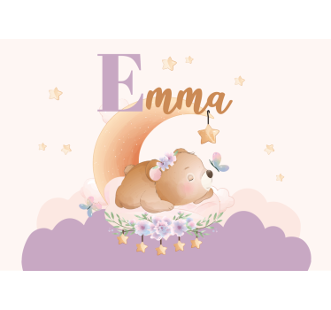 Tapisserie chambre enfant ours endormi nuit - TenStickers
