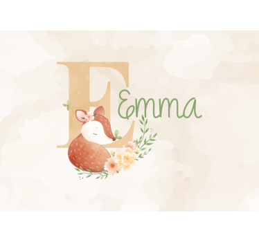 Tapisserie chambre enfant design personnalisé renard - TenStickers