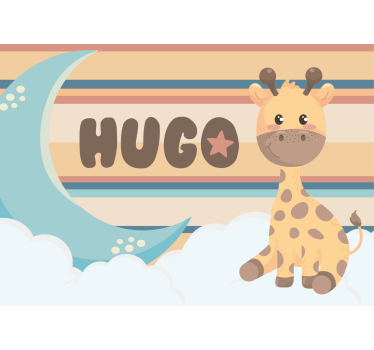 Tapisserie chambre enfant illustration adorable girafe - TenStickers
