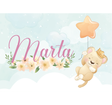 Tapisserie chambre enfant lion mignon avec ballon - TenStickers