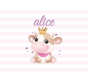 Tapisserie chambre enfant illustration de vache couronnée - TenStickers