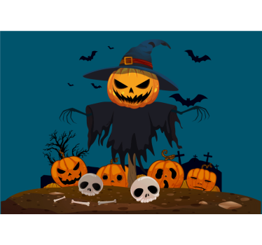 Tapisserie halloween épouvantable épouvantail citrouille - TenStickers