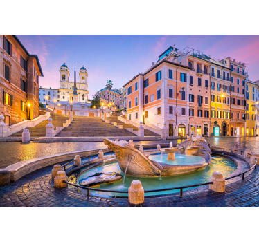 Tapisserie villes et pays fontaine des escaliers espagnols - TenStickers