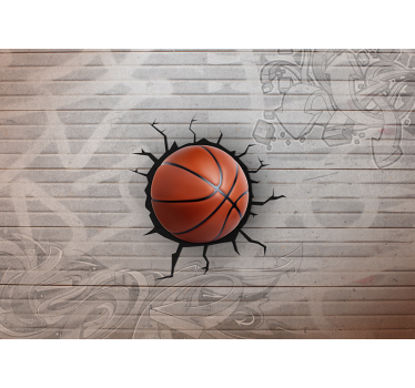 Papier peint effet 3D graffiti basketball - TenStickers