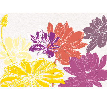 Papier peint panoramique fleurs abstraites - TenStickers