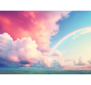 Papier peint chambre enfant ciel nuageux avec arc-en-ciel - TenStickers